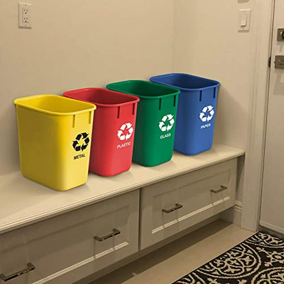 Acrimet Recycling Wastebasket Bin, 3.25 Gal / 13 Qt, 4-Pack