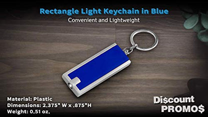 DISCOUNT PROMOS 10 Flashlight Keychains Pack - Rectangle, Plastic - Blue - color: Blue, size: 10 keychains