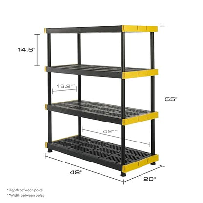 CX Heavy Duty 4-Tier Garage Storage Shelves + 4-pack 27-Gallon Bins & Lids - style: Shelf + 27 Gallon Container (4-Pack)