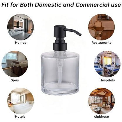 Clear Glass Soap Dispenser with Rust Proof Stainless Steel Pump, Matte Black Refillable Liquid Hand Soap Dispenser for Bathroom, Kitchen (11Oz, Round) - color: Matte Black, size: 11 oz Round