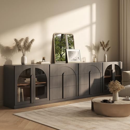 BELLEZE Bijou 4-Piece Modular Sideboard Buffet Cabinet - Ebony - color: Bijou Ebony Aacc