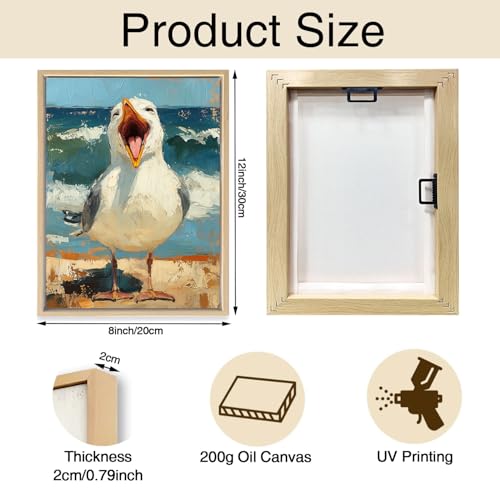 Seagull Rustic Coastal Wooden Box Sign Wall Art 8x12 Inch - color: Beach Seagull