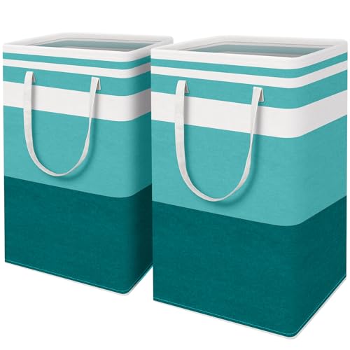 HomeHacks 2 Pack Large Laundry Baskets, Laundry Hampers Bags (Green 88Lx2) - color: Green, size: 88L