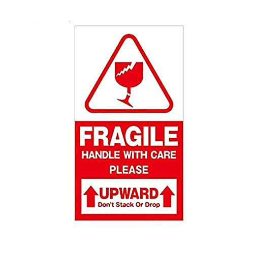 Red Large Fragile Handle with Care Keep Dry Upward Do Not Trample Shipping Box Warning Stickers Label (STK-03 1000pcs) - size: STK-03 1000pcs