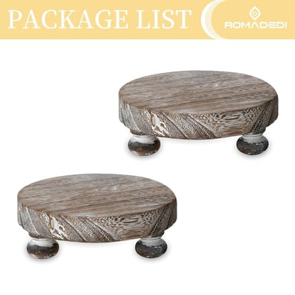 Romadedi Whitewashed Wood Riser, Pillar Candle Holder, 4.7 in, 2 Packs - color: Whitewashed, size: 2 PCS