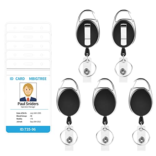 moeverEX 5 Pack ID Badge Holder, Badge Holder Retractable Clip - size: Black-5pcs with ID hold