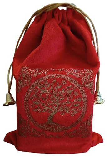 Indian Consigners Soft Velvet Pouch for Tarot, Altar, Rune, Gift, Crystal, jewelry Wrap Bags for Precious, Sacred and Spiritial Items (Bright Red) - color: Bright Red
