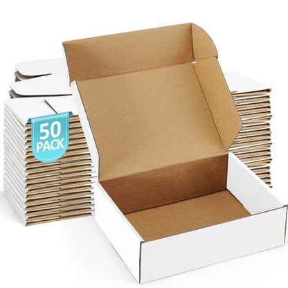 Shipping Boxes 7x5x2 inches Small Mailing Boxes 50 Pack White Cardboard Corrugated Box Mailers - size: 7x5x2 inch