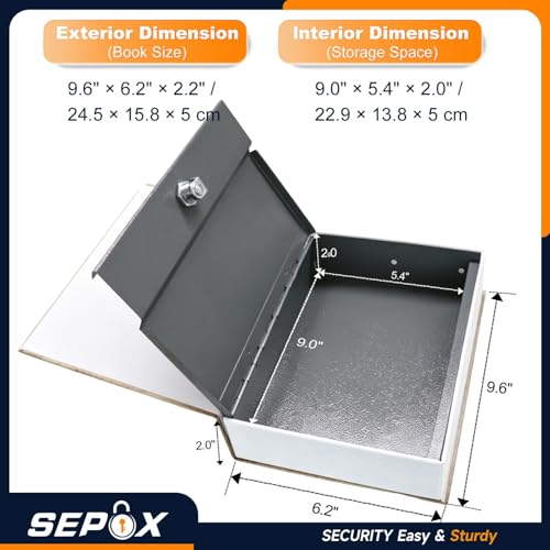 SEPOX® Large Dictionary Safe Book Box Real Paper Cover with Key Lock Hidden - color: Blue