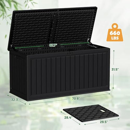 Devoko HDPE 260 Gallon Deck Box Double-Wall with Divider - color: Black, size: 260 Gallon 1 Pack