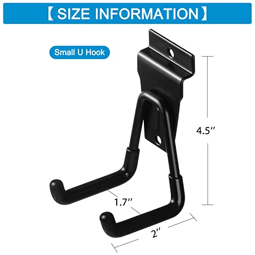 12Pack Slatwall Hooks Heavy Duty Slatwall Accessories Garage Slatwall Hooks and Hangers Small U Hook(Black) - size: 12PC U Hooks