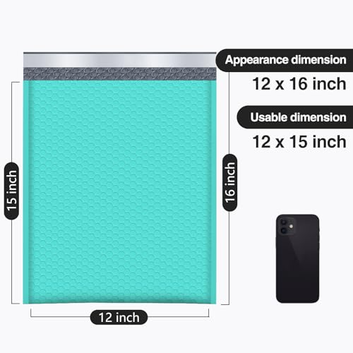 UCGOU Bubble Mailers 12x16" 40 Pack Usable Size 12x15" Teal Padded Mailers - color: Teal, size: 12x16" 40PC