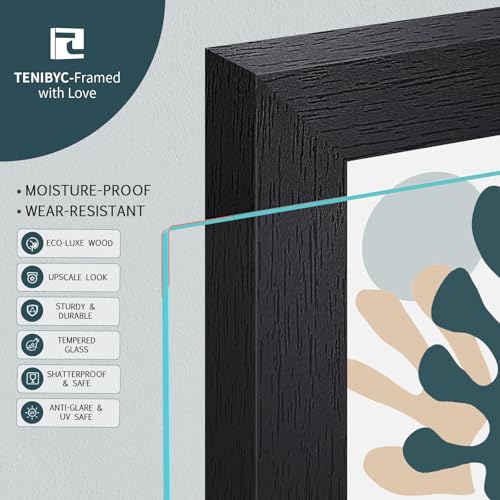 12x16 Picture Frame 4 Pack, 8.5x11 Mat, Black Wood, Glass - color: Black, size: 12 X 16