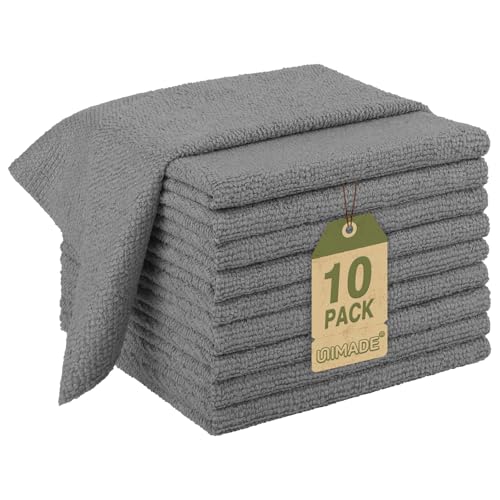 UNIMADE Microfiber Cleaning Cloth, 10 Pack Reusable Microfiber Towels - color: Grey, size: 10PK