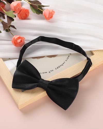AWAYTR Bow Ties for Men - Pre-Tied Adjustable Tuxedo Style for Wedding - color: Black
