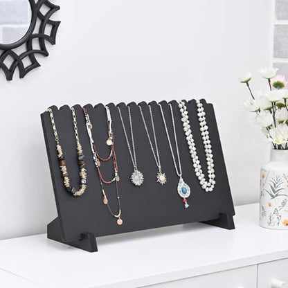 MOOCA Portable Wooden Plank Necklace Jewelry Stand for 15 Necklaces, Black - color: Black, 15 Necklaces