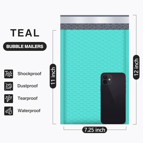 UCGOU Bubble Mailers 7.25x12" 40 Pack Usable Size 7.25x11" Teal Bubble Bags - color: Teal, size: 7.25x12" 40PC