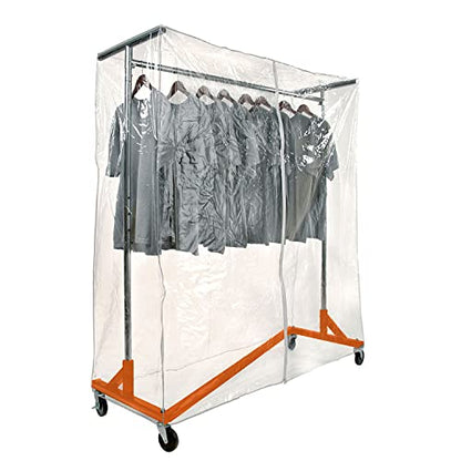 Econoco Commercial Garment Rack - Rolling Clothes Rack, Heavy Duty (Z Rack with Garment Cover, Orange) - color: Orange, style: Z Rack with Garment Cover