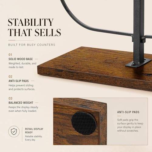 Cowboy Hat Display Stand for 6 Hats, Freestanding Countertop Hat Rack