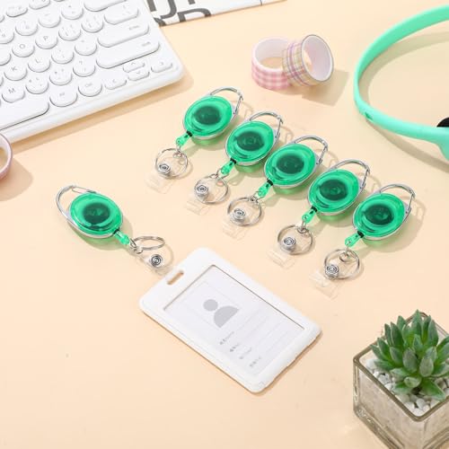 Honoson Heavy Duty Badge Reel Retractable Clip, Transparent Green, 50 Pcs - color: Transparent Green