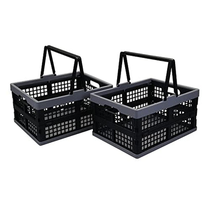 2-Pack 15 L Plastic Collapsible Shopping Basket with Handle