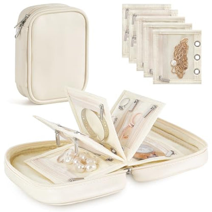 Mkono Travel Jewelry Case Mini Travel Jewelry Organizer Pouch with 5 Pages