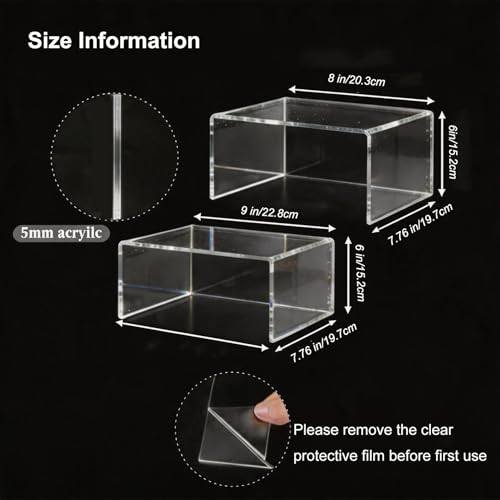 Acrylic Risers 8 & 9 Inch Clear Display Shelves Set 2 - size: 8,9 inch