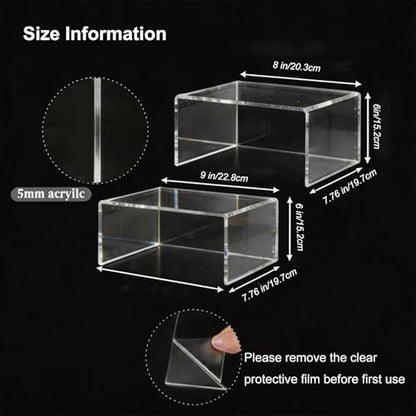 Acrylic Risers 8 & 9 Inch Clear Display Shelves Set 2 - size: 8,9 inch