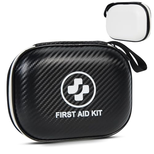 Small First Aid Kit - 185 Pieces Waterproof Emergency Kit for Home, Car, Travel, Camping, Hiking & Outdoor - Portable Hard Case Survival Kit with Premium Supplies(Black/White) - size: S-185Piece