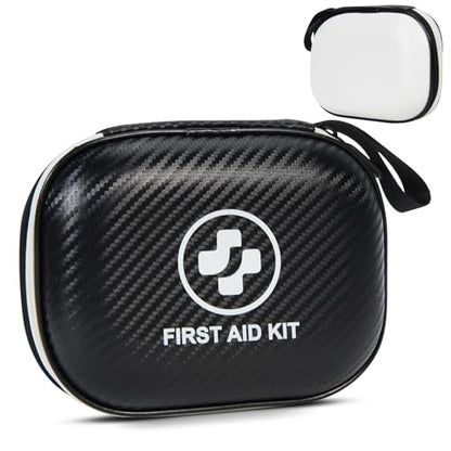 Small First Aid Kit - 185 Pieces Waterproof Emergency Kit for Home, Car, Travel, Camping, Hiking & Outdoor - Portable Hard Case Survival Kit with Premium Supplies(Black/White) - size: S-185Piece