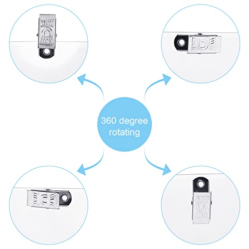 Eaasty 200 Pcs Clear Badge Holder with Metal Clip 3x4'' Name Tag for Office