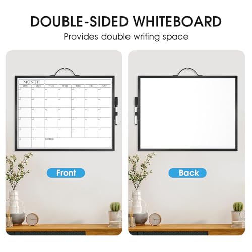MaxGear Monthly Calendar Whiteboard, Magnetic Double-Sided,16" x 12", Black - style: Black Monthly
