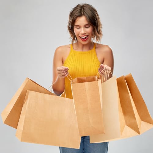 Maitys 30 Pcs 18x14x7 Inch Brown Large Kraft Paper Gifts Bags with Handles - color: Brown 1, size: 18x14x7 Inch