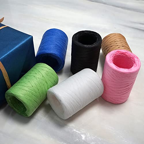 Raffia Twine for Gift Wrapping & Packing, Craft Ribbon - 1/4'' Wide, 109 Yards, White - color: White, size: 109 Yards