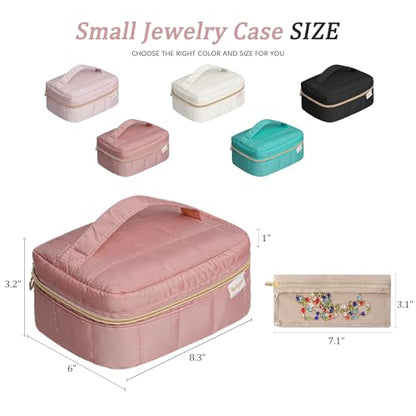 KarSyon Travel Jewelry Case Organizer Boxes with 10 Velvet Zipper Pouches - color: Dark Pink, size: Large