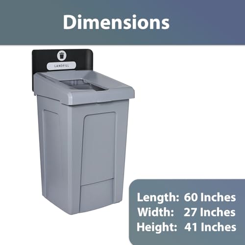 Elegant Design, 33 Gallon Landfill Recycling Station with Lid, Recycle Bin, Exterior Trash Can, Recycling Station Kit, Heavy Duty Premium Plastic, Perfect for Kitchen, Office, Garden, Garage, (art.5) - size: Landfill