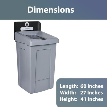 Elegant Design, 33 Gallon Landfill Recycling Station with Lid, Recycle Bin, Exterior Trash Can, Recycling Station Kit, Heavy Duty Premium Plastic, Perfect for Kitchen, Office, Garden, Garage, (art.5) - size: Landfill