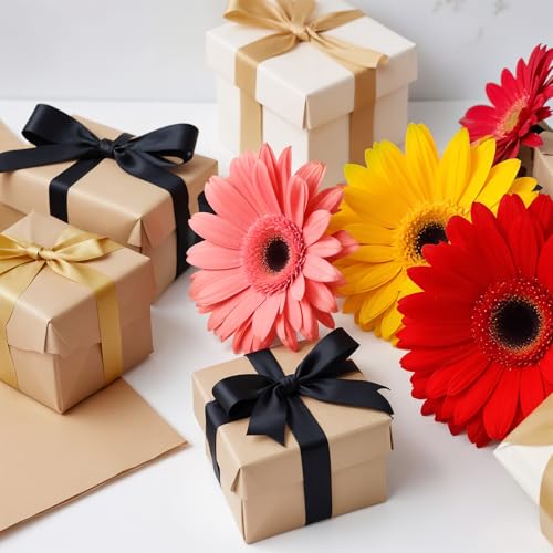 Flezoo 25 Yards 1-1/2" Gold Satin Ribbon for Crafts Gift Wrapping Wedding - color: Champagne Gold