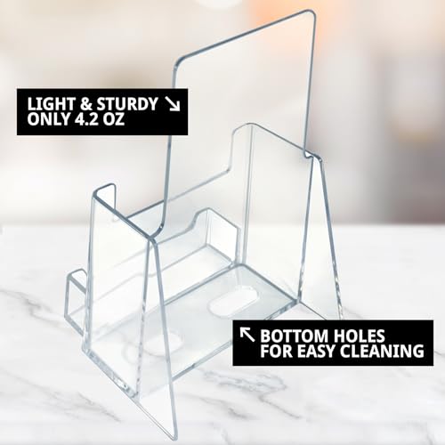 Azar Displays, 252922-100PK, Counter Trifold Brochure Holder with Horizontal Business Card Holder, Brochure Display Stand with Gift Card Pocket Flyer Holder Clear Card Display for Literature, 100-Pack - size: 100-Pack, style: Business Card Pocket