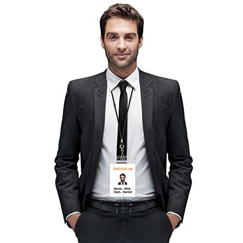 Breakaway Lanyards for ID Badges 100 Pack with Clear Vertical Badge Holders - color: Breakaway Black, size: 100 Pack