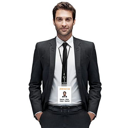 Breakaway Lanyards for Badge Holders 10 Pack with Vertical Card Holders - color: Breakaway Black, size: 10 Pack