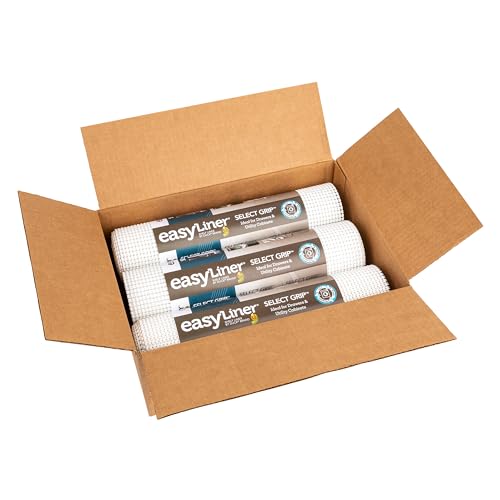 EasyLiner Select Grip Shelf Liner - Easy to Install & Cut to Fit - Non Slip, Non Adhesive, Drawer Shelf & Cabinet Liner for Kitchen, Bathroom, Pantry Cupboards, 12 in x 10 ft (6 Rolls), 60 ft, White - color: White, size: 12-Inch x 10 Feet (Pack of 6)