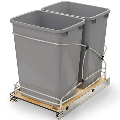 Rev-A-Shelf Double Pullout Trash Can w/Soft-Close Slides, 14.5" Min Opening - size: 35 QT Double, 14.5"W