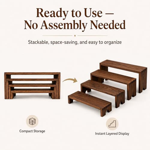 ABenkle Wooden Display Risers, 8-Piece Stackable Stands for Vendor Events