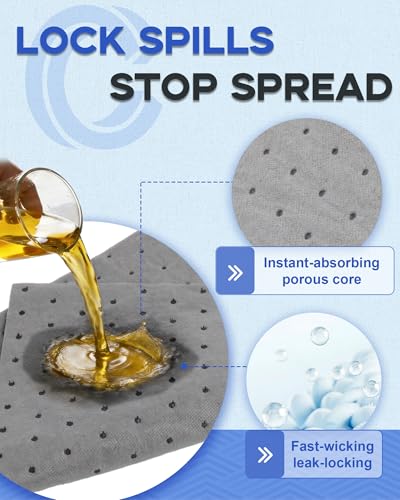15"x17" Oil Absorbent Pads 100 Pack | Heavy & Fast Absorb - size: 15x17 Inch