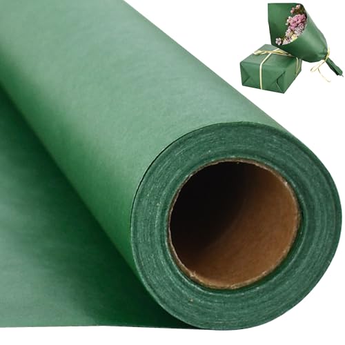 BEISHIDA Dark Green Gift Wrapping Paper Roll, 15in X 32ft Kraft Bulletin Board Paper Gift Wrap for Christmas Mother's Day Valentine's Day Graduation, Flower Wrap - color: darkgreen