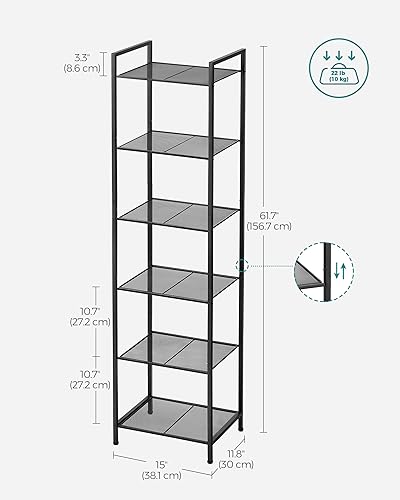 SONGMICS 6-Tier Storage Rack, Bathroom Shelf, Extendable Plant Stand - color: Black, size: 6 Tiers