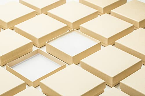 Magicool 20 Pack 3.5x3.5x1 Inch Cardboard Jewelry Boxes,Used for Necklaces,Bracelets,Earrings,Jewelry,Small Gift Packaging,Jewelry Gift Boxes with Lids and Filled with Cotton(Brown) - color: Brown, size: 3.5x3.5x1 Inch (Pack of 20)