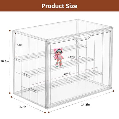 Acrylic Display Case for Collectibles, 4 Tier Figure Display Box, 2 Pack - size: L-4tier-2pack