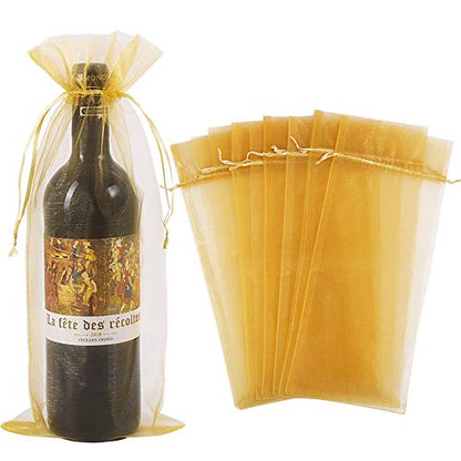 HRX Package 30pcs Mesh Organza Wine Bags for Gift Giving (Gold) - color: Gold